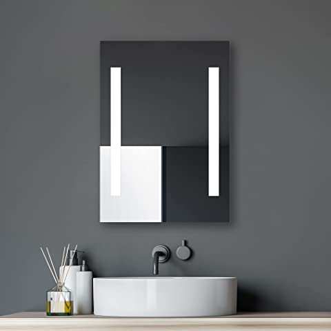 para Colgar Horizontal o Verticalmente para Dormitorio y Baño（76,2 x 55,8 cm） Espejo De Baño Rectangular De con Marco De Aluminio Negro BEAUTME Espejo Grande Pared 